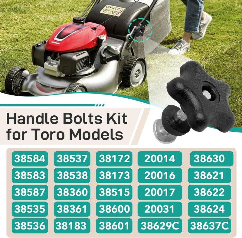 Gfdoso 2Set Handle Knob and Screw Bolt Kit for Toro – Replace 92-2260, 106-4161, 107-3844, 117-5976 Fits for Toro Lawn Mowers, Snow Blowers(Includes Knob & Washer & Bolts) - Image 3